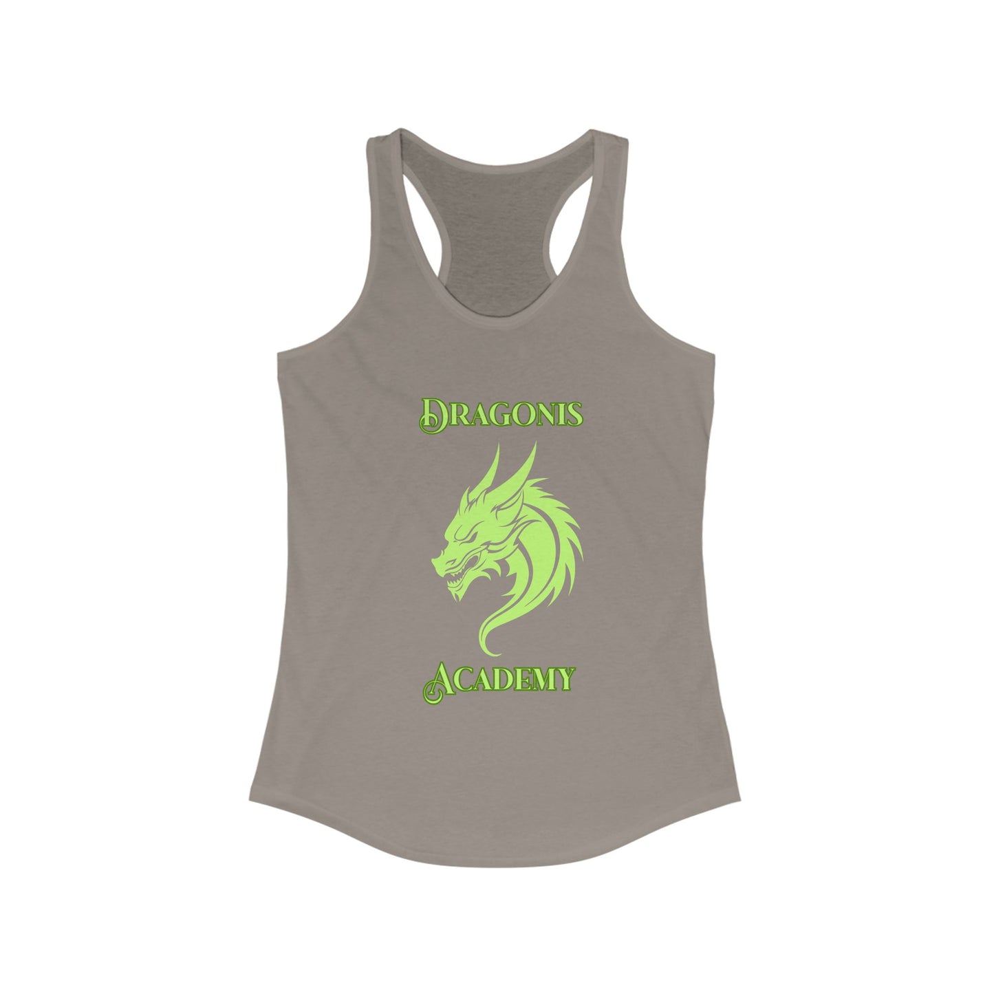 Dragons Academy Racerback Tank - Summer Fitness Top, Gym Shirt, Graphic Tee, Casual Wear, Gift for Dragon Lovers